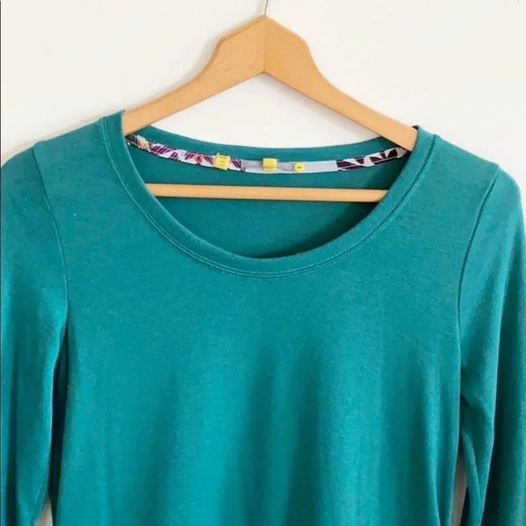 Anthro Little Yellow Button Teal Layered Swing Top - Picture 4 of 9